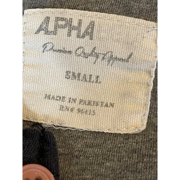 Alpha Mens Raglan Henley T-Shirt Small Gray & Black - Picture 5 of 9